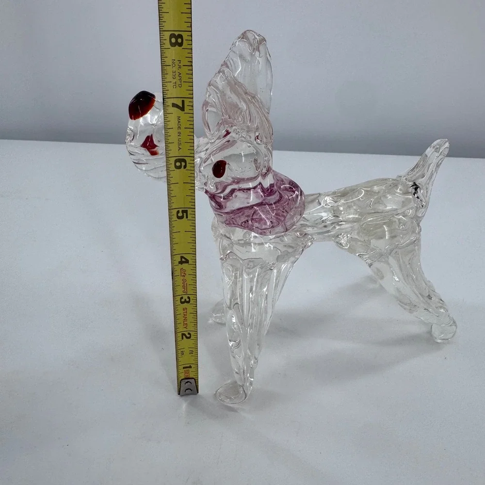 Art Glass Dog‎ Figurine Clear Collar Handblown Scottie Schnauzer Murano?